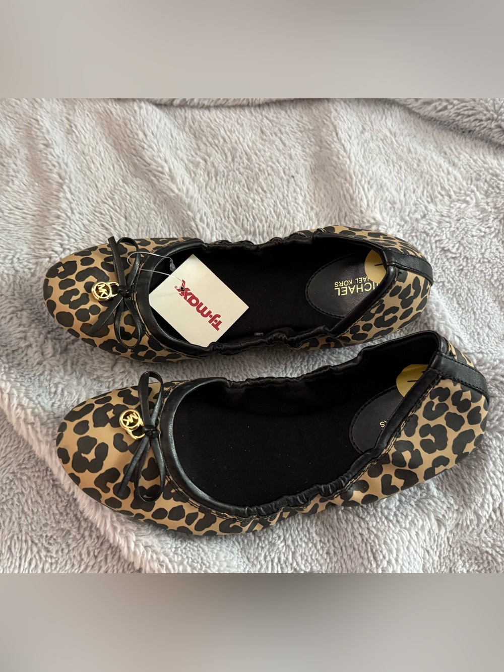 Michael Kors Leopard-Print Elastic Ballet Flats in Black and Tan